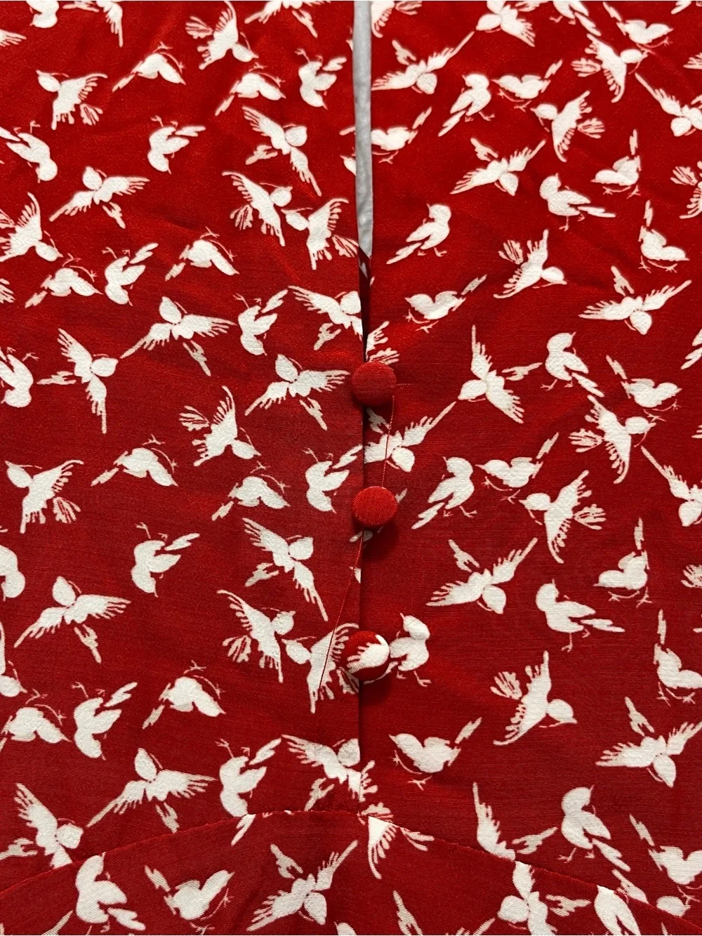 NWOT Free People Walk Me Home Red Bird Print Mini Dress Boho Plunge V-Neck Sz 8